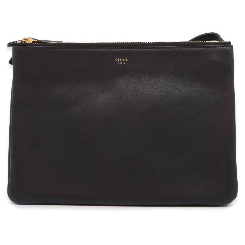 Celine Trio Leather Shoulder Bag Black